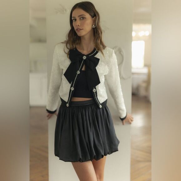 SEQUIN TWEED BOW JACKET- HIGH END - Picture 7 of 13